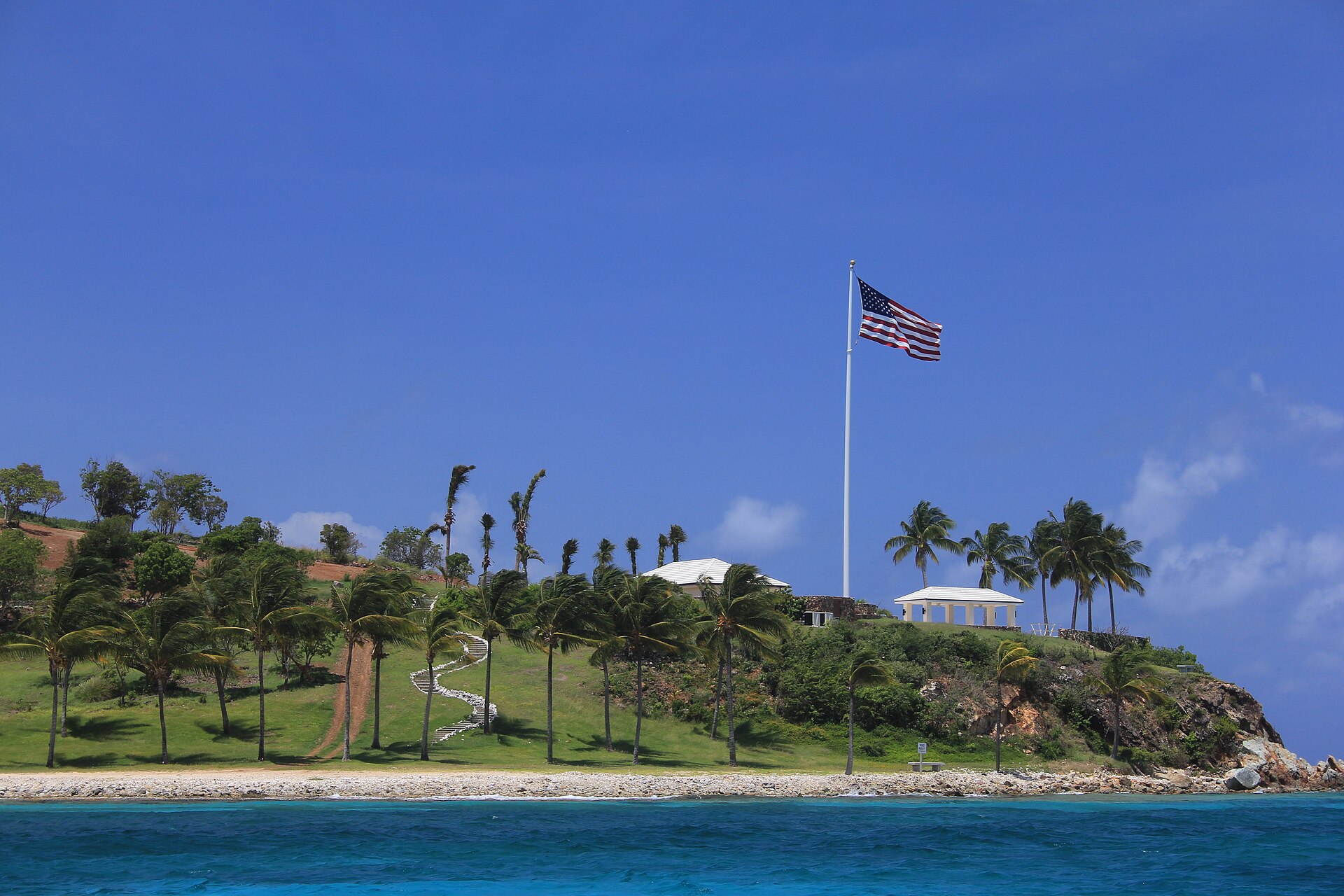 Little Saint James island aerial, US Virgin Islands