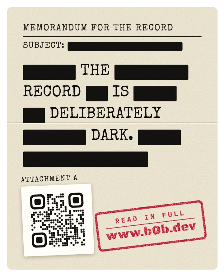 Sticker: THE RECORD IS DELIBERATELY DARK
