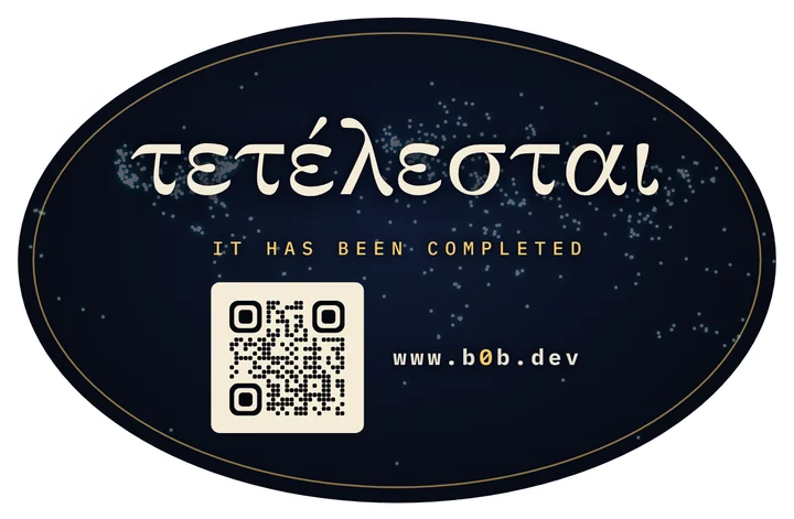 Sticker: τετέλεσται · IT HAS BEEN COMPLETED